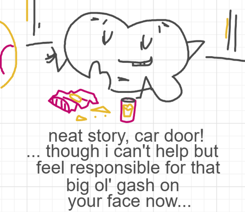 A panel from I've Been Everywhere, Man, episode nine of the Board Boards object show by Furretwalk/WalkingFurret.